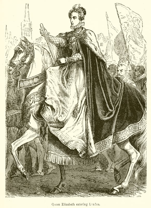 La reine Elizabeth entrant à Londres - English School
