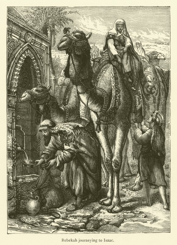 Rébecca en route vers Isaac (gravure) - English School