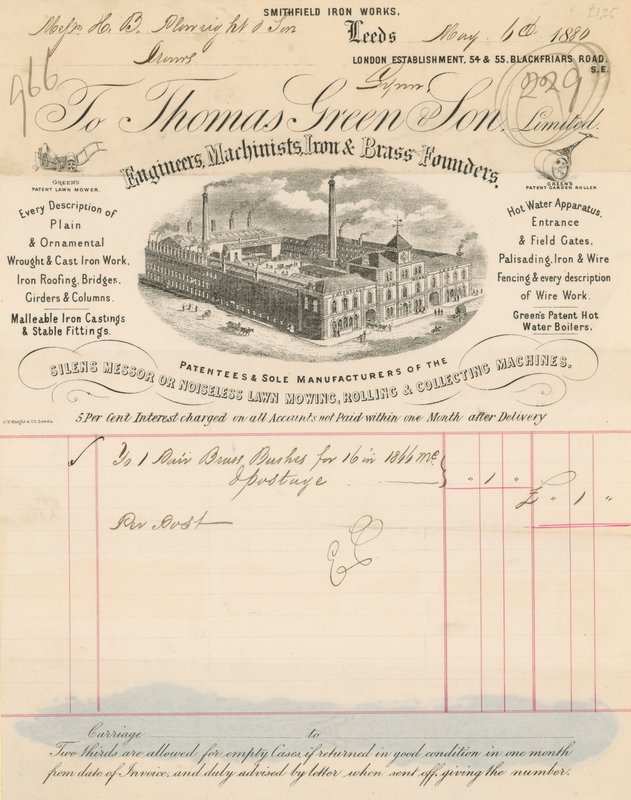 Reçu pour Thomas Green & Son Limited - English School