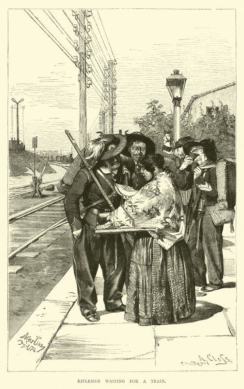 Fusiliers attendant un train - English School