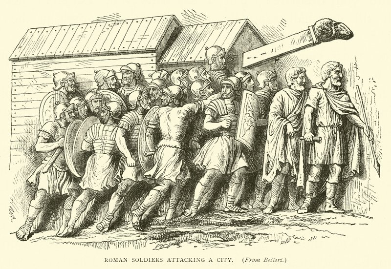Soldats romains attaquant une ville - English School
