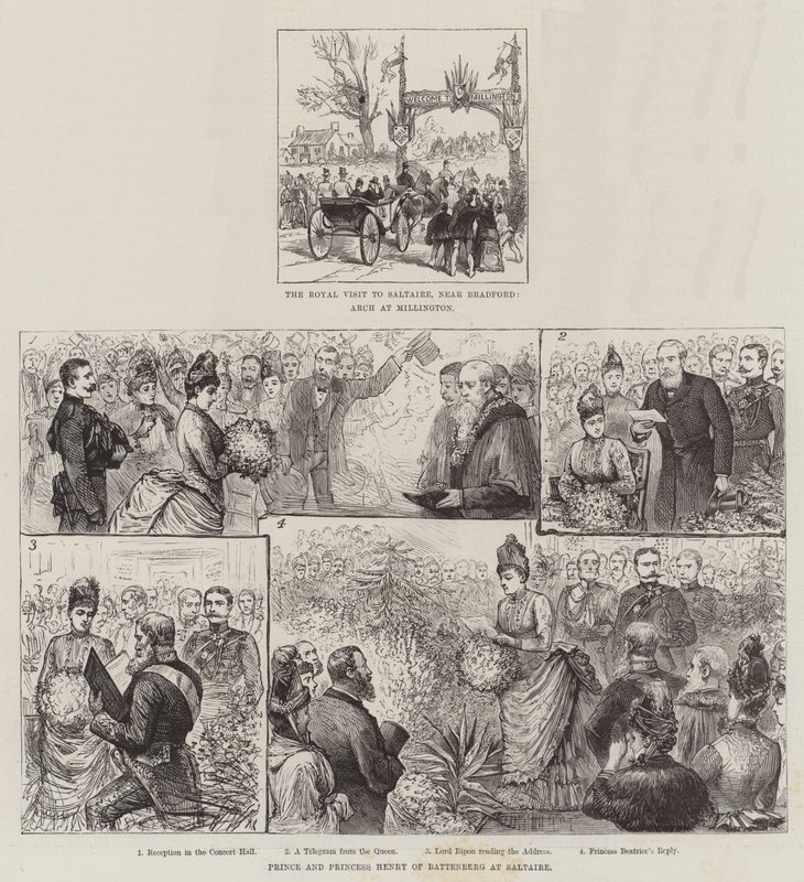 Visite royale à Saltaire (gravure) - English School