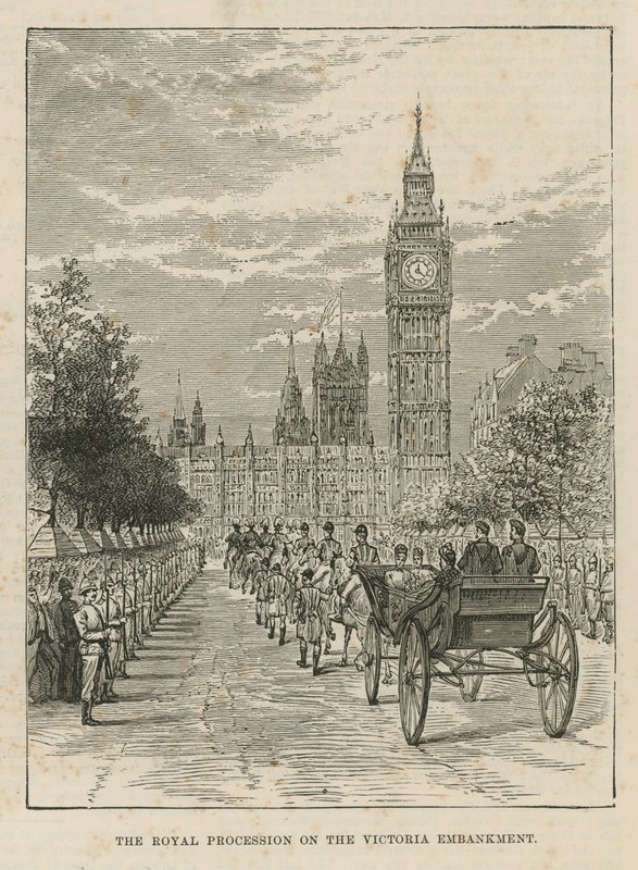 Procession royale sur le Victoria Embankment - English School