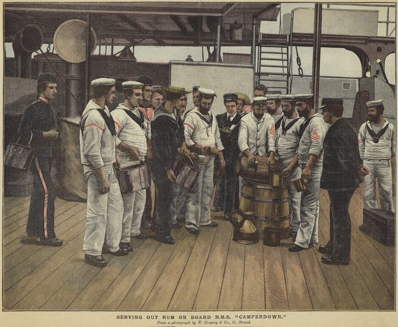 Distribution de rhum à bord du HMS Camperdown - English School