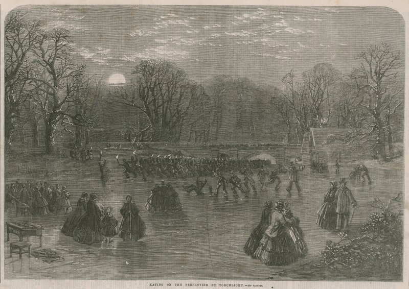 Patinage sur la Serpentine à la lumière des torches - English School