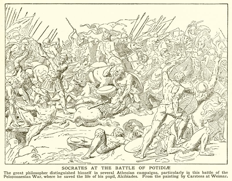 Socrate à la bataille de Potidée - English School