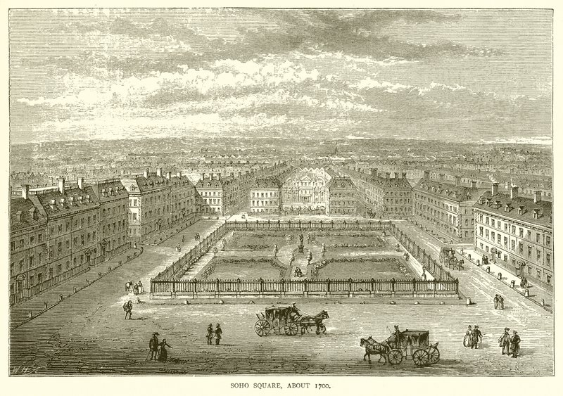 Soho Square, vers 1700 - English School