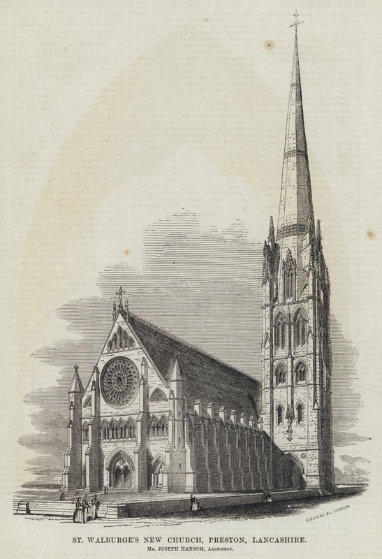 Nouvelle église de Sainte-Walburge, Preston, Lancashire (gravure) - English School