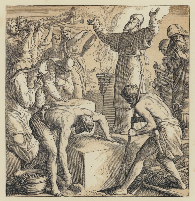 La construction du Second Temple (gravure) - English School