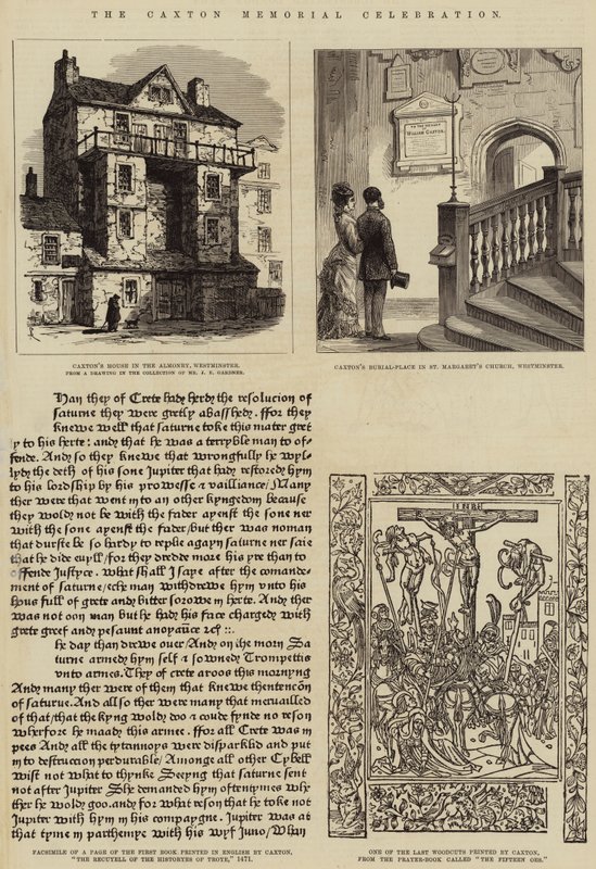 La célébration commémorative de Caxton (gravure) - English School