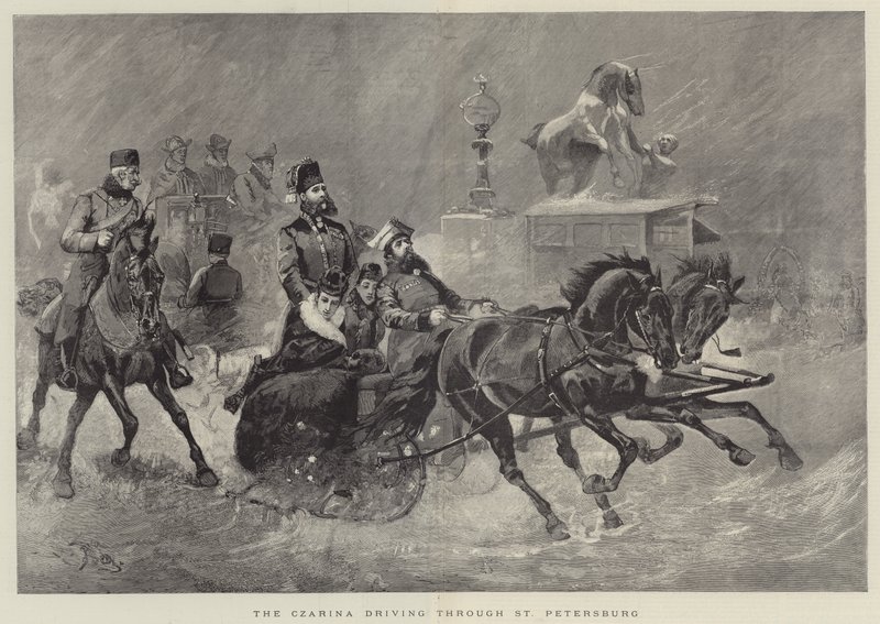 La tsarine traversant Saint-Pétersbourg (gravure) - English School