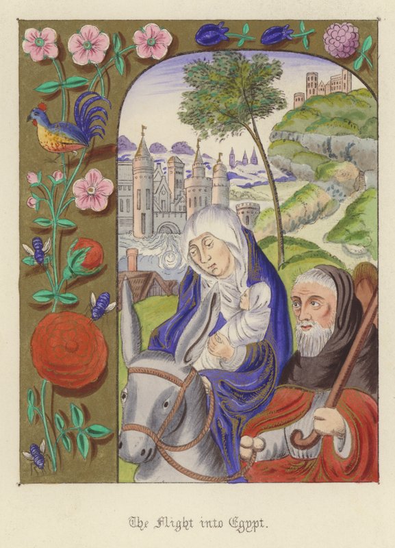 La Fuite en Égypte (lithographie en couleur) - English School