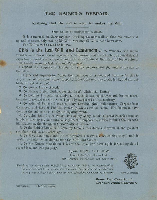 Le désespoir du Kaiser - English School