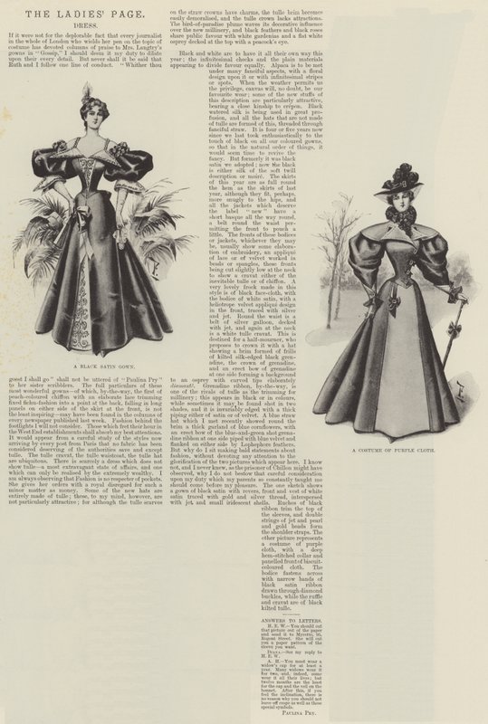 La page des dames, robe (lithographie) - English School