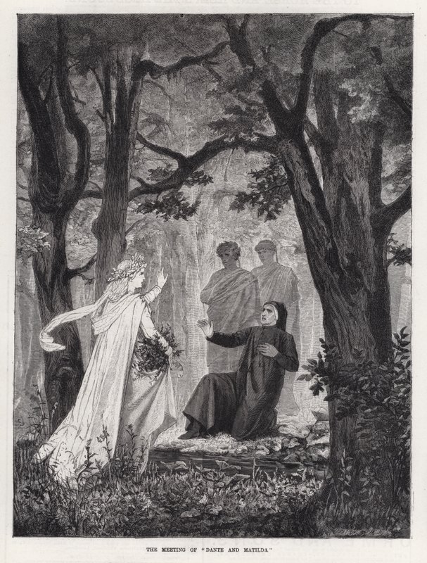 La Rencontre de "Dante et Mathilde" (gravure) - English School