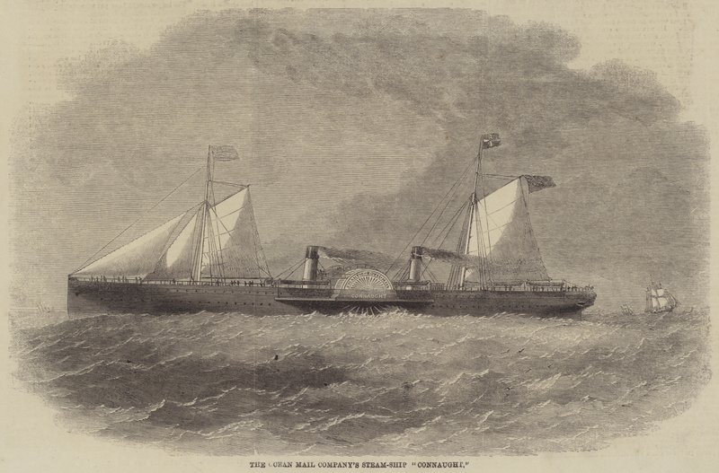 Le paquebot de la Ocean Mail Company "Connaught" (gravure) - English School