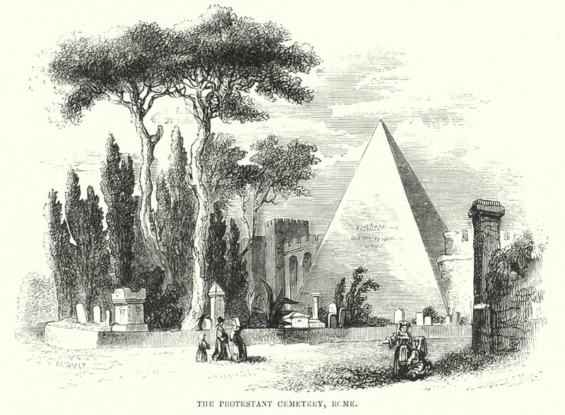 Le cimetière protestant, Rome (gravure) - English School