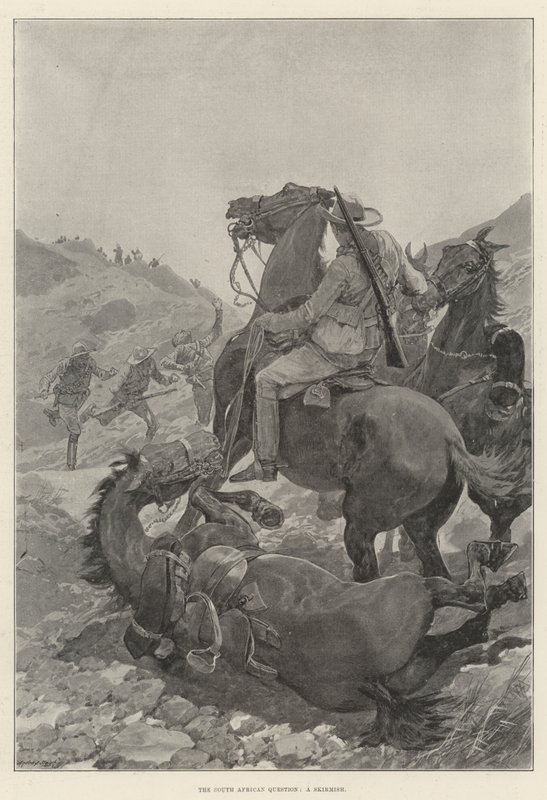 La Question sud-africaine, une escarmouche (lithographie) - English School