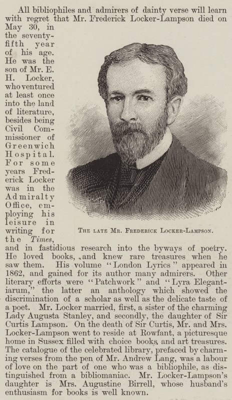 Feu M. Frederick Locker-Lampson (gravure) - English School