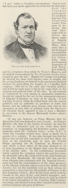 Feu Sir Alexander Galt (gravure) - English School