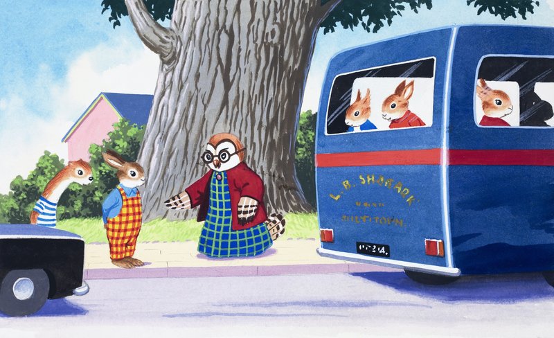 Tufty pense à traverser la route - English School