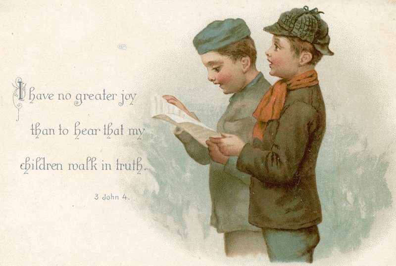 Deux garçons chantant un hymne - English School
