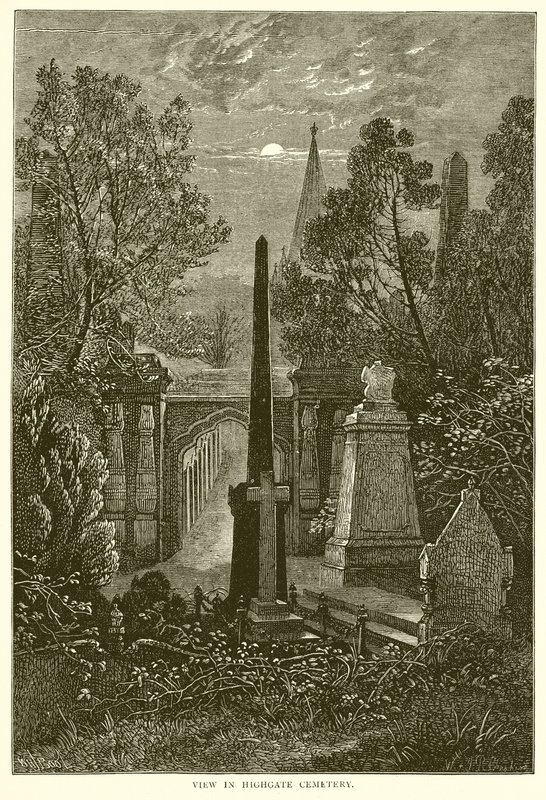 Vue du cimetière de Highgate - English School