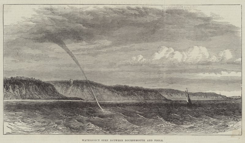Trombe marine vue entre Bournemouth et Poole (gravure) - English School