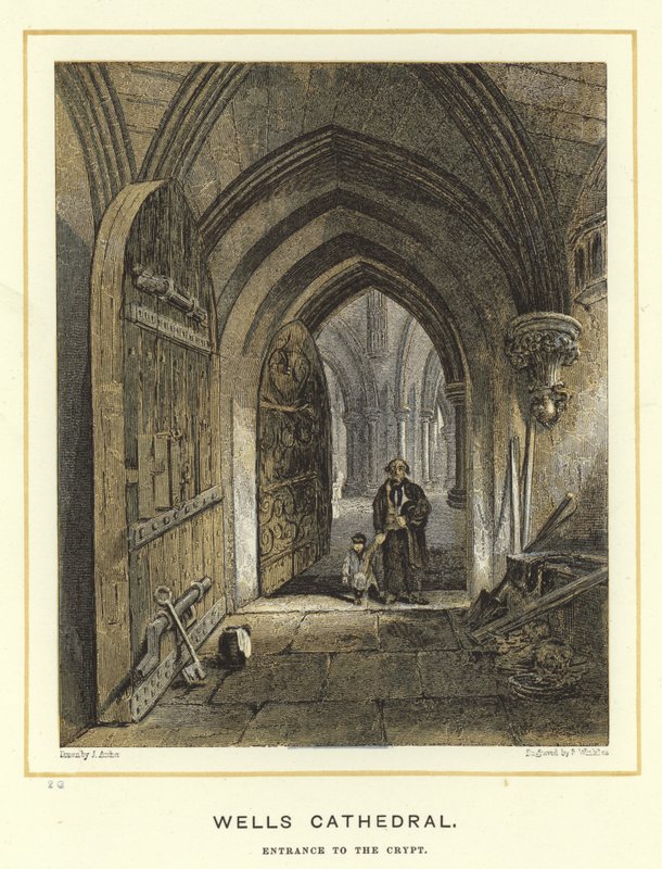 Cathédrale de Wells, entrée de la crypte - English School