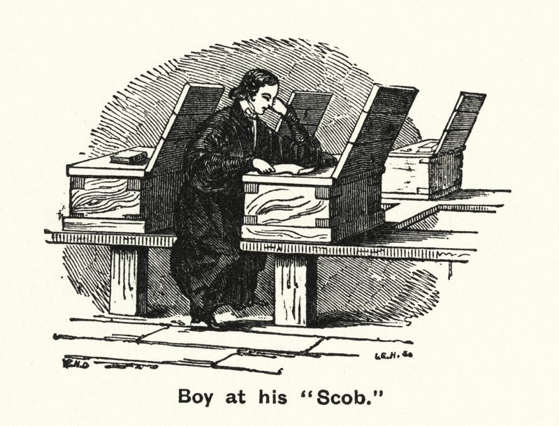 Collège de Winchester : Garçon à son "Scob" - English School