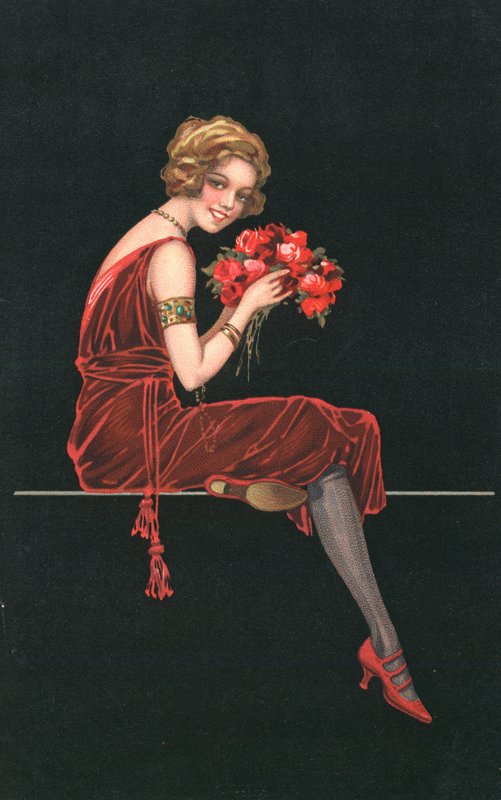 Femme en robe rouge - English School