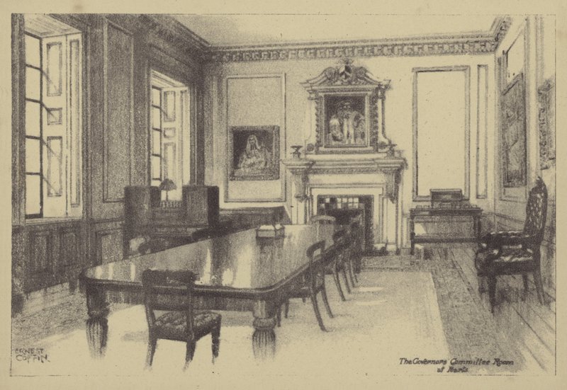 Salle du comité des gouverneurs de Barts - Ernest Coffin