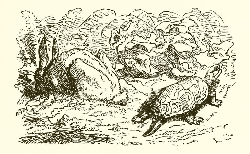 Le lièvre et la tortue - Ernest Henry Griset