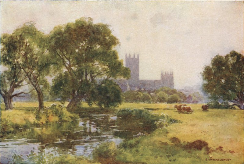 Canterbury depuis le Stour - Ernest William Haslehust