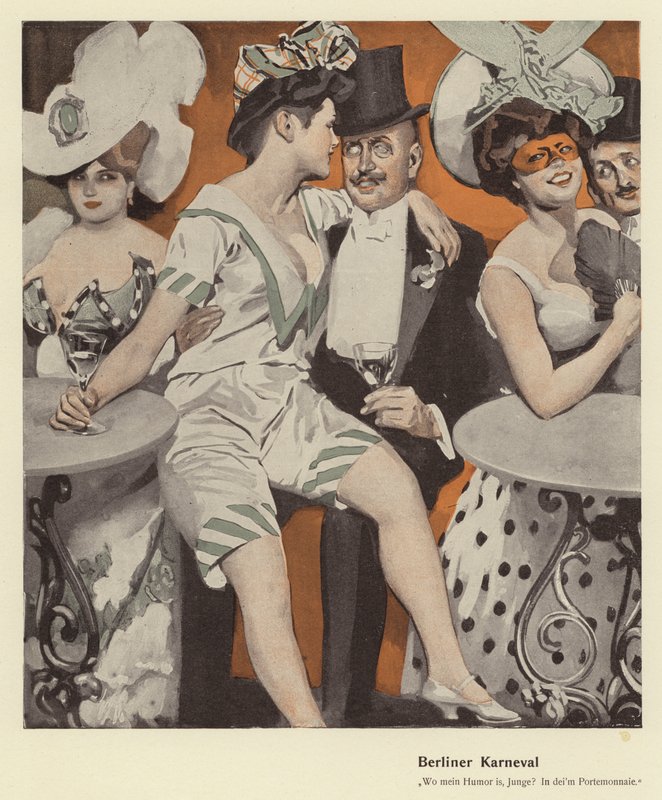 Carnaval de Berlin (lithographie en couleur) - Ernst (after) Heilemann