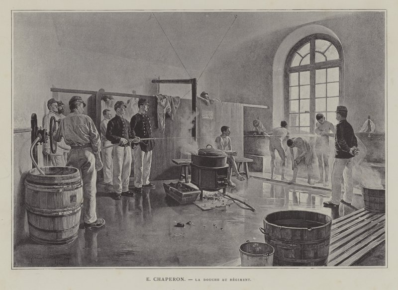 La Douche au Régiment - Eugene Chaperon