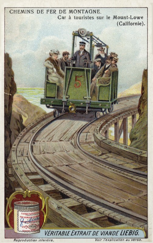 Voiture touristique sur le chemin de fer du Mont Lowe, Californie - European School