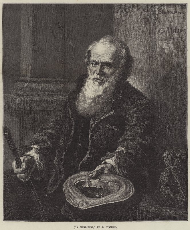 Un mendiant (gravure) - European School