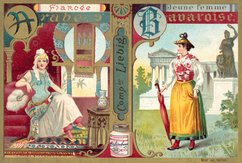 Fiancée arabe et jeune femme bavaroise (chromolithographie) - European School