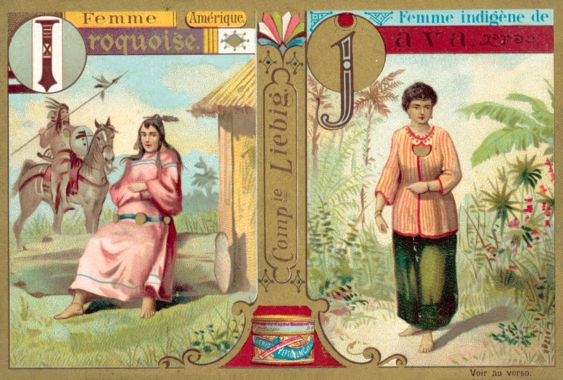 Femmes iroquoises et javanaises (chromolithographie) - European School