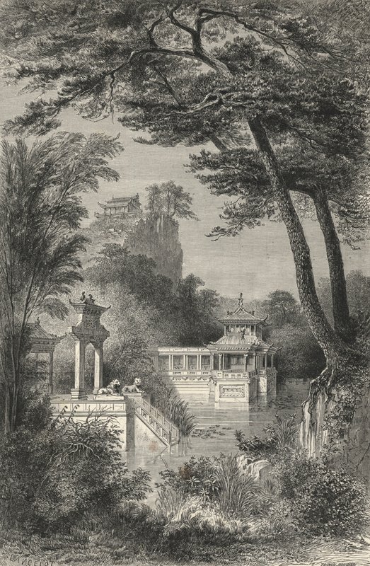 Jardin chinois moderne (gravure) - European School