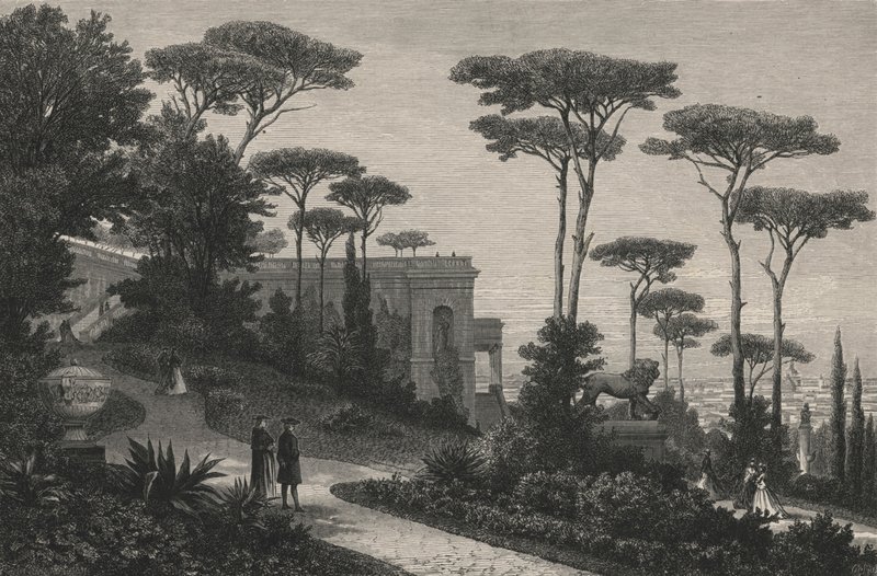 Le Monte-Pincio à Rome (gravure) - European School