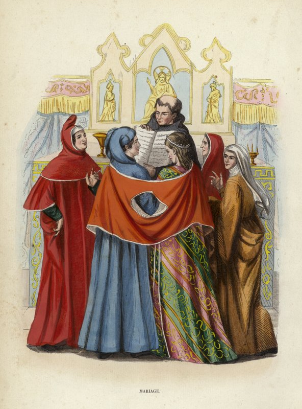 Mariage (gravure en couleur) - European School