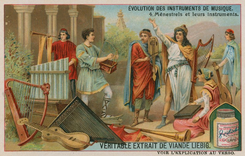 Ménestrels médiévaux et leurs instruments - European School