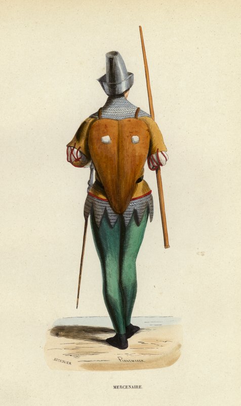 Mercenaire (gravure en couleur) - European School