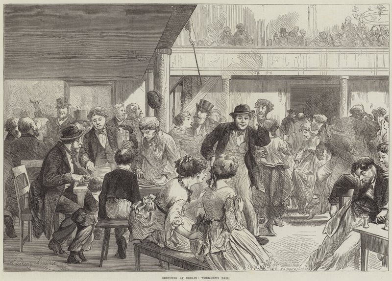 Croquis à Berlin, bal des ouvriers (gravure) - European School