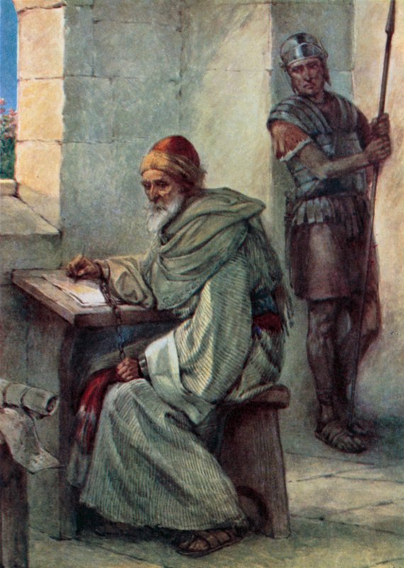 Paul en prison (lithographie en couleur) - Evelyn Stuart Hardy
