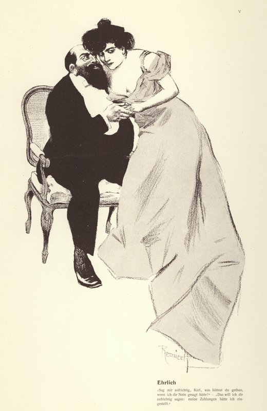 Homme avec sa maîtresse (lithographie) - Ferdinand von Reznicek