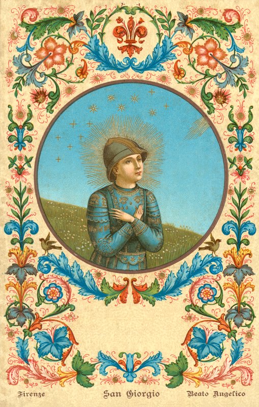 Saint Georges (chromolithographie) - Fra (after) Angelico