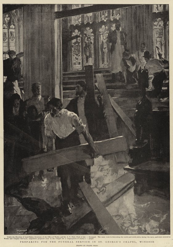 Préparatifs pour le service funèbre à la chapelle St George, Windsor - Frank Craig